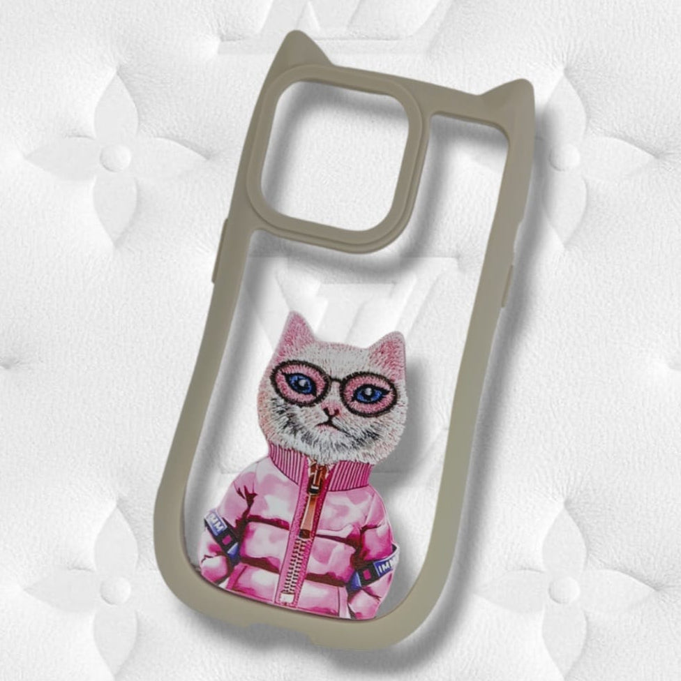 Premium Girlish Cat Printed Case For iPhone 15 Pro Max