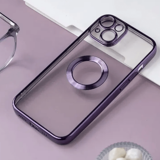 Premium Chrome Logo Cut Case With camera Protection For iPhone 14 Plus
