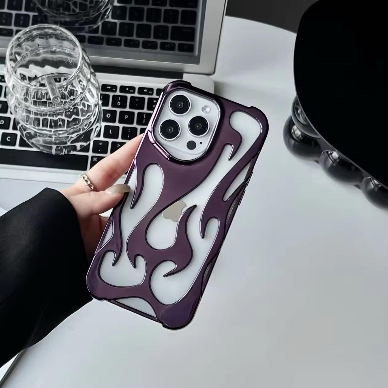 3D Luxury Electroplating Fire Case For iPhone