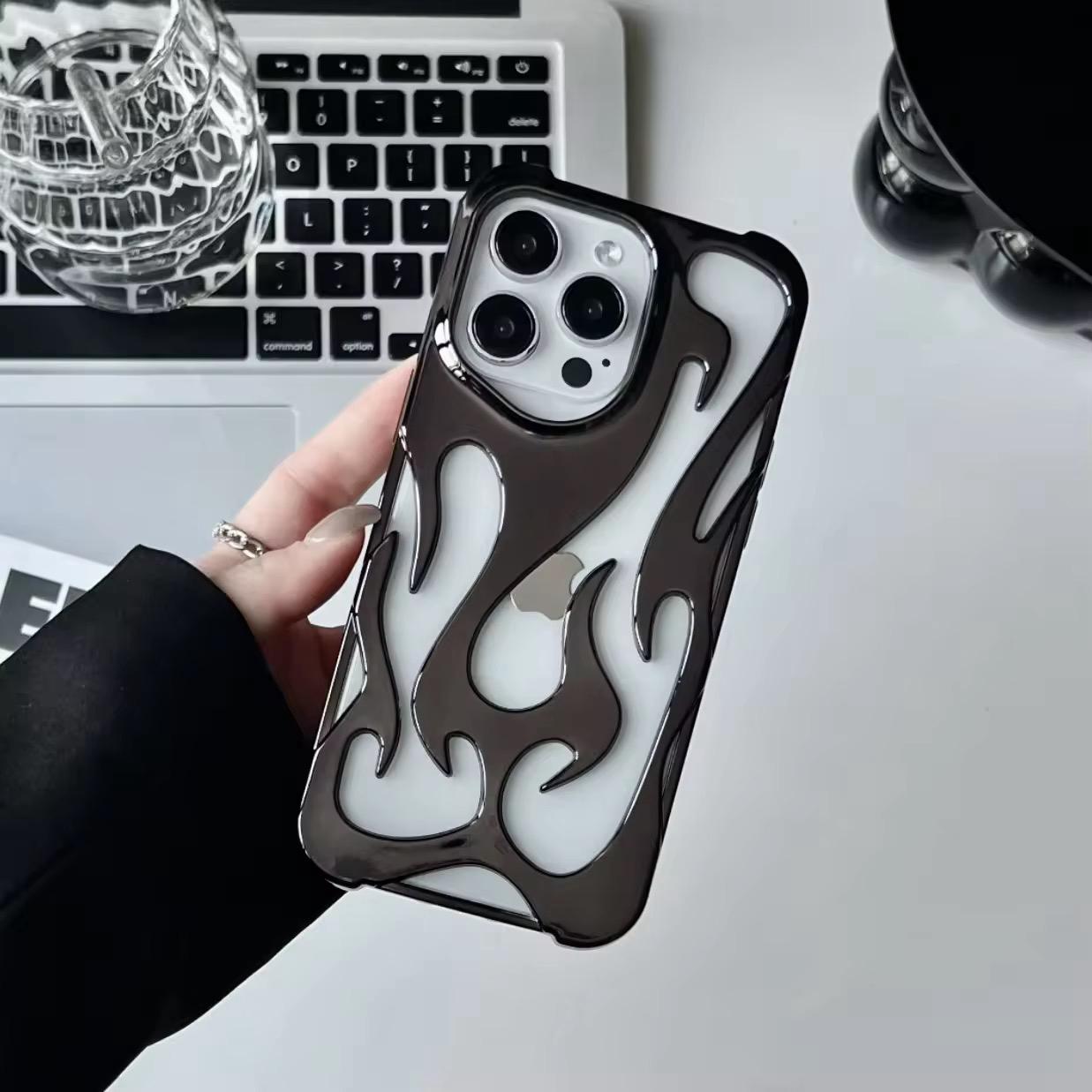 3D Luxury Electroplating Fire Case For iPhone