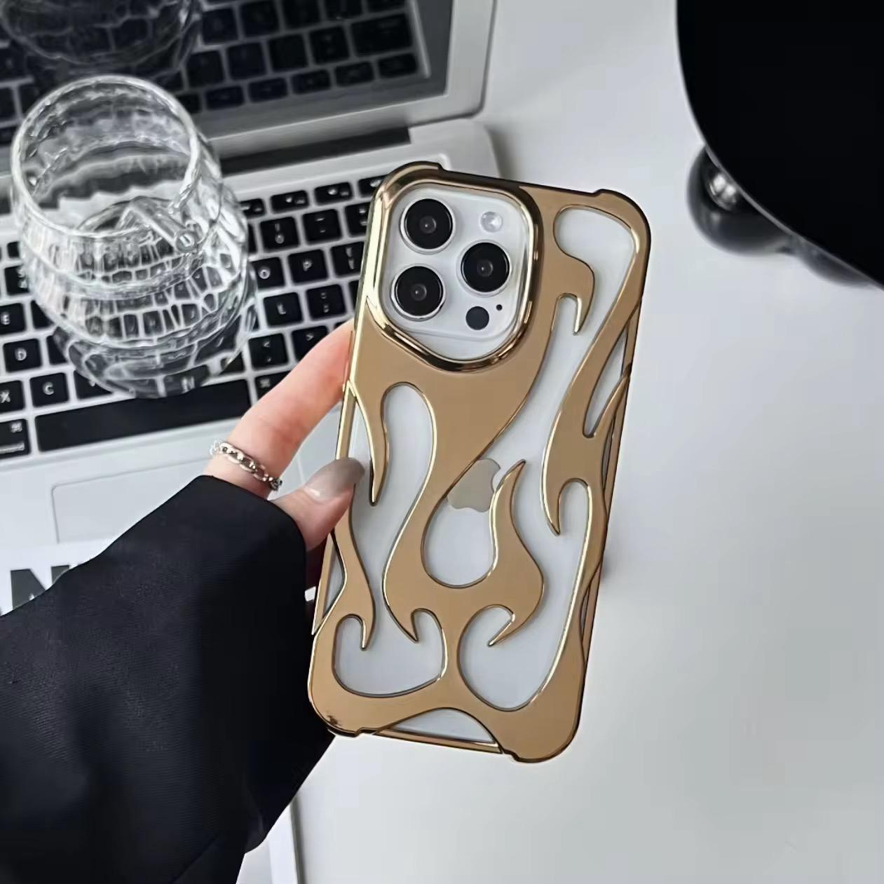 3D Luxury Electroplating Fire Case For iPhone