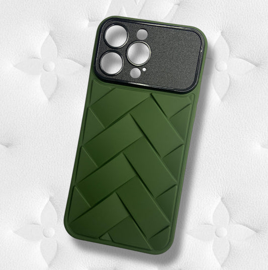 Premium Soft Silicon Cross Cut Protective Case With Camera Protection For iPhone 15 Pro