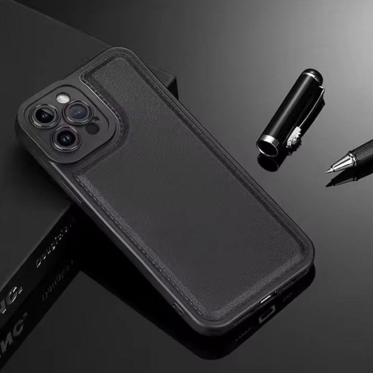 Premium Soft Silicon Leather Texture Protective Case With Camera Protection For iPhone 12