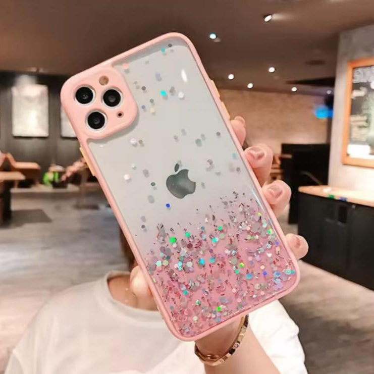 Premium Transparent Sparkle Protective Case With Camera Protection For iPhone 12