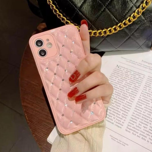 Premium Glossy White Diamond Protective Case With Camera Protection For iPhone 12