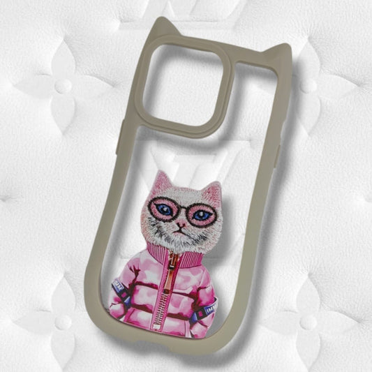 Premium Girlish Cat Printed Case For iPhone 15 Pro Max