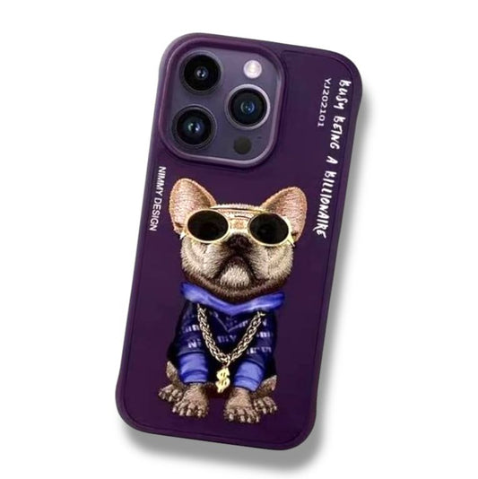 Premium Embroidered Dog Protective Case For iPhone 16 Pro Max