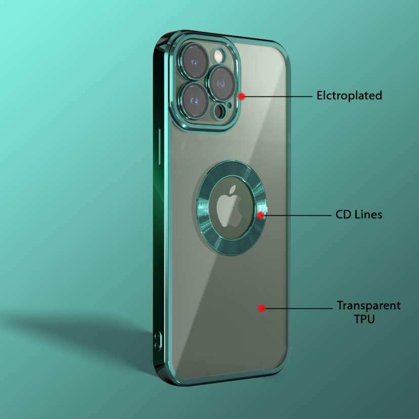 Premium Transparent Chrome Logo Cut Protective Case With Camera Protection For iPhone 12