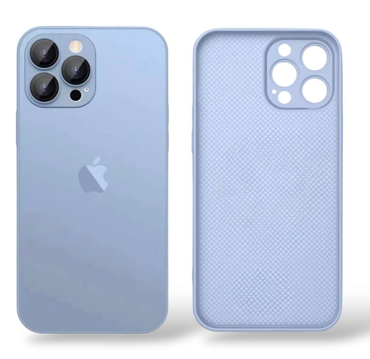 Premium Side Soft Matte Glass Logo Case With Camera Protection For iPhone 15