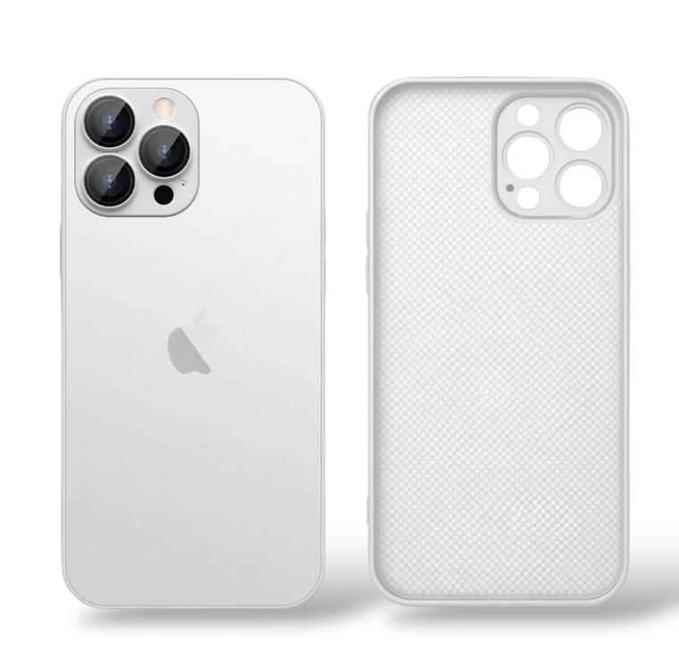 Premium Side Soft Matte Glass Logo Case With Camera Protection For iPhone 15