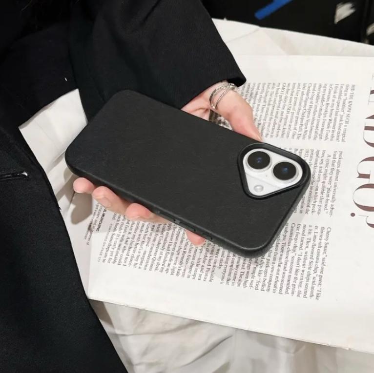 Premium Soft Silicon Leather Feel Protective Case For iPhone 16 Pro Max