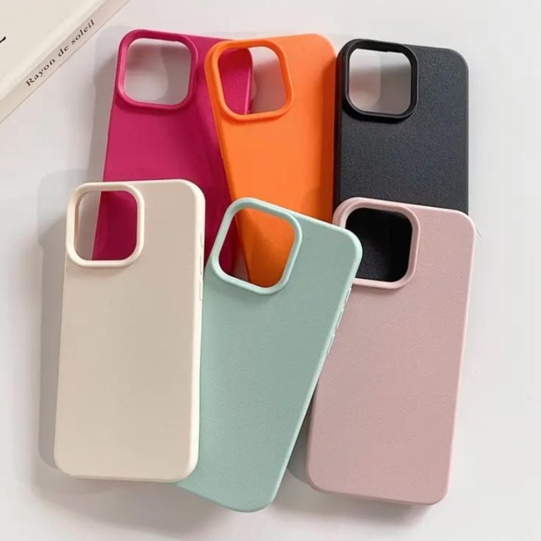 Premium Soft Silicon Leather Feel Protective Case For iPhone 16